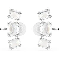 Millenia Rhodium Plated Octagonal Cut Clip On Earrings