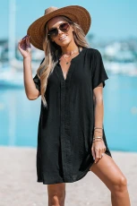 Mini Cover-Up T hirt Dress - Black