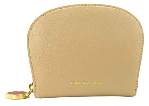 Mini Grain Crescent Leather Purse Wallet (Latte) Beige