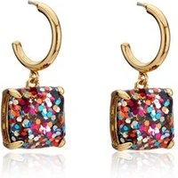 Mini Square Party Huggie Earrings - Gold