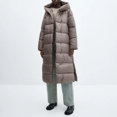 Mink Quilted Longline Coat - Brown