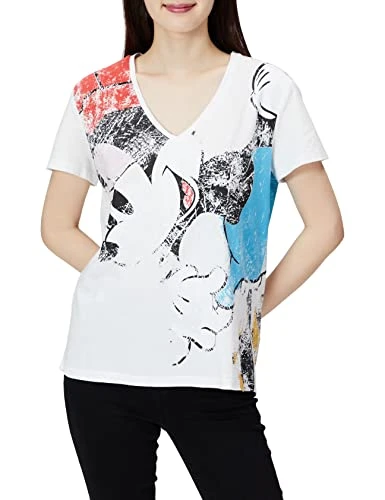 Minnie Mouse Disney V-Neck Retro Tshirt SS21 Style 21SWTKCY White