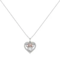 Minnie Mouse Heart Necklace - Silver