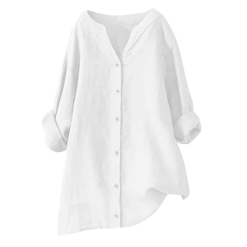 Mis Pedidos Womens Linen Tops UK 2024 Long Sleeve Plus Size Shirts Summer Cotton Linen Button Down B