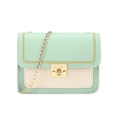 Mixed Color Women Crossbody Bag Retro PU Leather Ladies Fashion Shoulder Bags Chain Hasp Small Handbag Elegant Messenger Bag