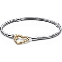 Mixed Metal Heart Closure Bracelet - 18cm