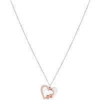 Mixed Metal Heart Engraving Necklace - 45cm