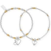 Mixed Metal Hearts Devotion Bracelet Set - Gold