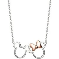 Mixed Metal Mickey & Minnie Mouse Necklace - Rose Gold Mix