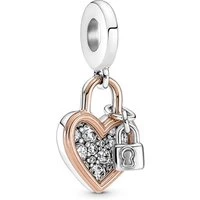 Mixed Metal Padlock & Heart Charm