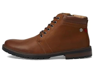 MJNY Mens Casual Comfortable Genuine Leather Chukka Laceup Ankle Boots Side Zipper Breathable Classic Fashion Chelsea Dress Boots, Cognac Desert Napa, 9.5