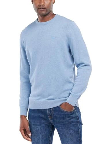 MKN0932 Men's Pima Cotton Crew Neck Sweater Light Blue, azure, S