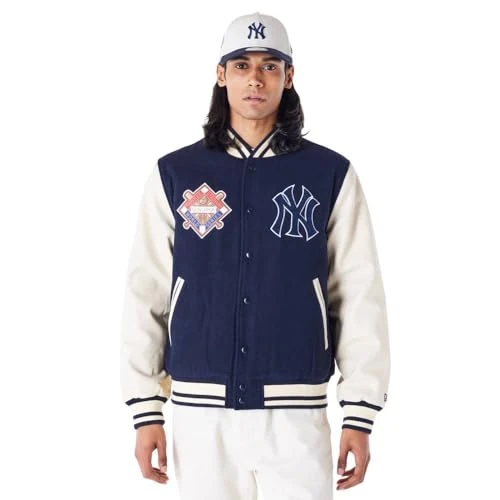 MLB Patch New York Yankees Bomber Jacket, Navy/Off-White, M