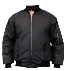 MMK® Men's Classic A1 Bomber Jacket Casual Warm Lightweight Sportswear Windproof Winter Outwear Zip Waterproof Military Coat (Black, X-Large)