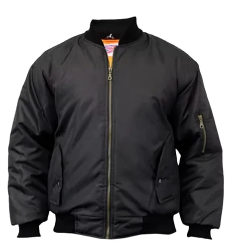 MMK® Men's Classic A1 Bomber Jacket Casual Warm Lightweight Sportswear Windproof Winter Outwear Zip Waterproof Military Coat (Black, X-Large)