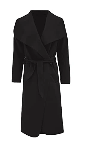 MMK® Women’s Long Waterfall Italian Duster Trench Coats - Ladies Winter Wear Long Sleeve French B