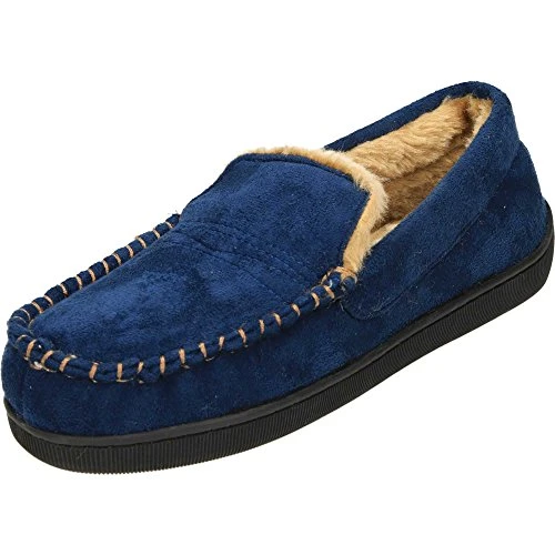 Moccasin Warm Lined Slippers Navy UK 9/43