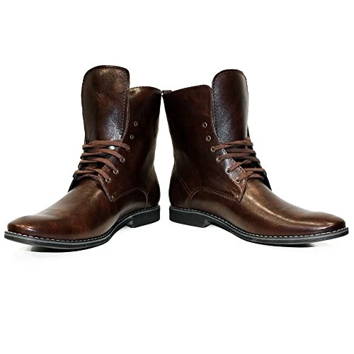 Modello Hiti - EU 41 - US 8 - UK 7-26 cm - Handmade Italian Leather Mens Color Brown High Boots - Co