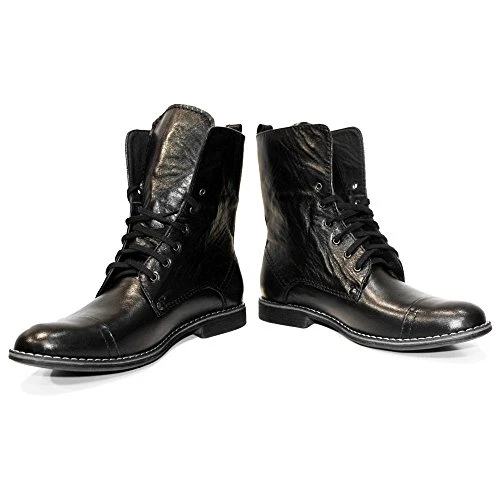 Modello Kamon - EU 45 - US 12 - UK 11-30 cm - Handmade Italian Leather Mens Color Black High Boots -
