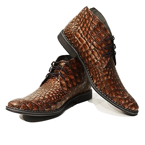 Modello Umberto - EU 43 - US 10 - UK 9-28 cm - Handmade Italian Leather Mens Color Brown Ankle Chukk
