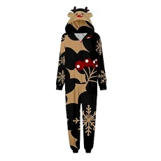 Mom Casual Christmas Parent Child Outfit Printed Pajamas Jumpsuit Home Outfit Hooded Jumpsuit Womens Christmas Costume Sexy Sale Clearance