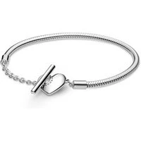 Moments Heart T-Bar Snake Chain Bracelet - 18cm