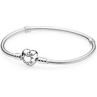 Moments Silver Heart Clasp Bracelet - 17cm