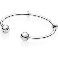 Moments Silver Open Bangle - 17.5cm