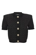 Monogram cropped cardigan Black Size FR