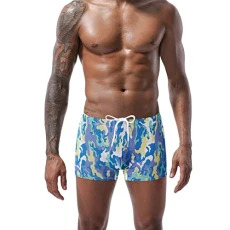 Monokini Thong Men's Sexy Low Waist Short Lace Triangular Printing Embellishment Swimming Spring Shorts Swimming Trunks Tankini Large Sizes Two Piece Swimwear, Camouflage, XL