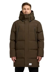 Morse2-YM Warm Men's Winter Coat Quilted Coat Long with Hood, Numerous Pockets and Integrated (Removable) Backpack Straps Inside Morse2-YM S-XXL, Old Green, XXL