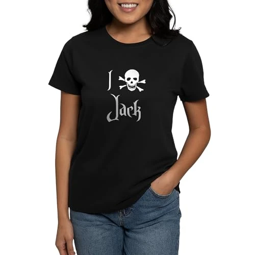 Mrs. Sparrow I Love Jack Women's Dark T Shirt Womens Cotton T-Shirt Black