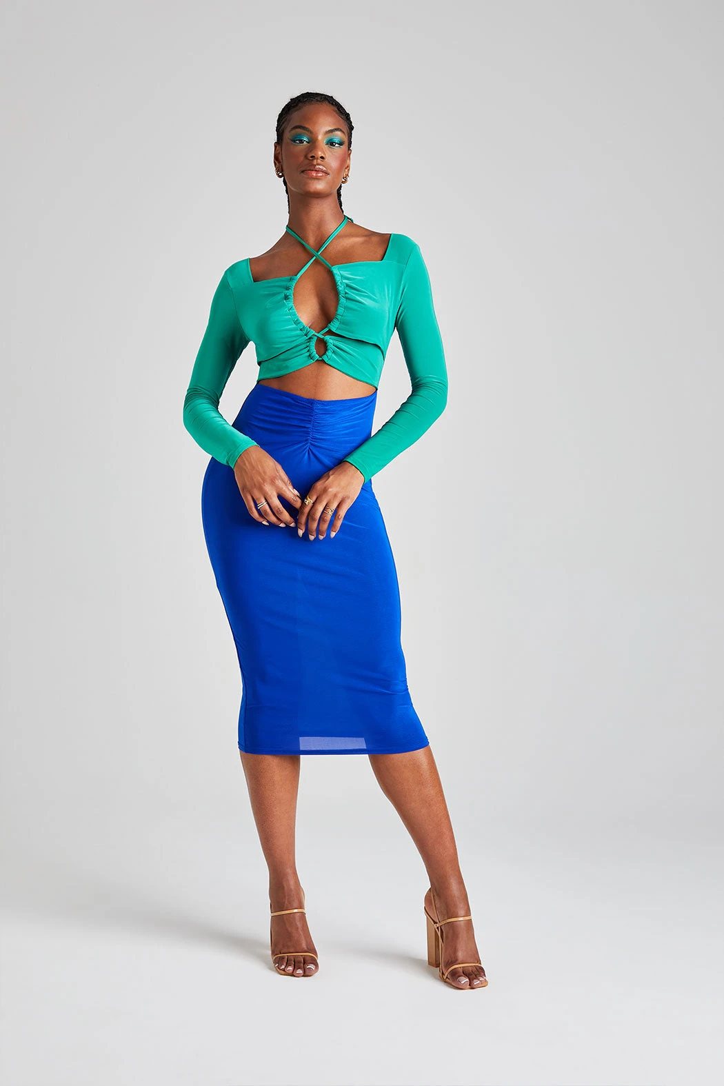 Multi Colour Block Midi Dress /