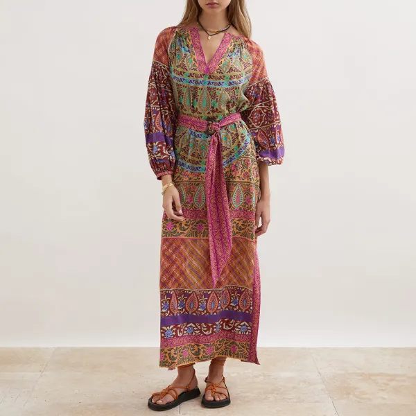Multi Es Canar Maxi Smock Dress - Multi