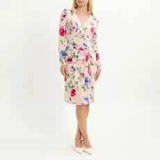 Multi Floral V-Neck Dress - Pink
