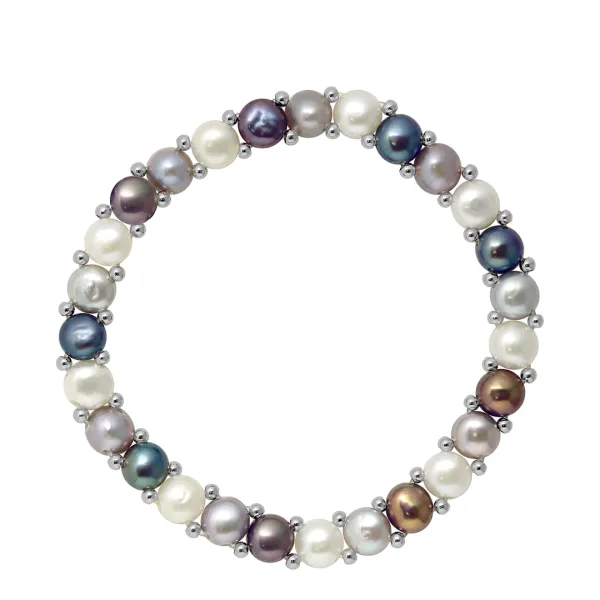 Multi Row Fresh Water Pearl Necklace -4mm - White