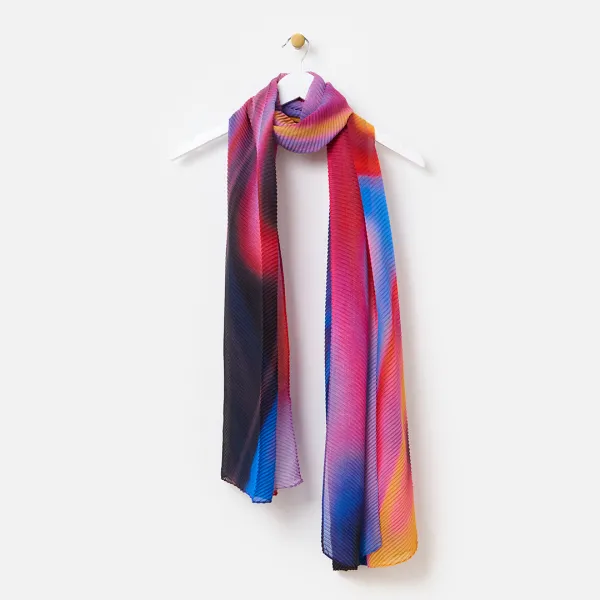 Multi Sliding Rainbow Pleated Scarf
