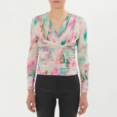 Multi Zandra Printed Twist Top - Green