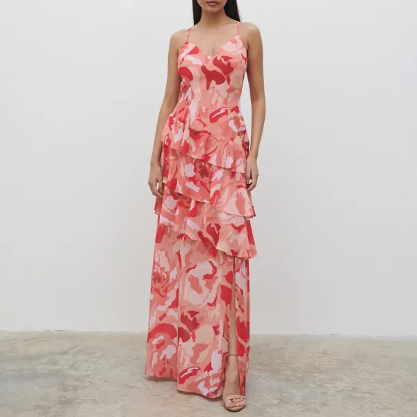 Pink Mlange Printed Hettie Maxi Dress