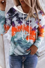 Multicolor Tie Dye Drawstring Kangaroo Pocket Hoodie ULTICOLOR / / 95%POLYESTER+%ELASTANE