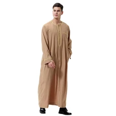 Muslim Dresses Men's Arabic Men's Robe with Zip in the Middle Round Islamic Printed Clothing Bikini G String Medieval Clothing Men, brown, L Muslim Dresses Men's Arabic Men's Robe with Zip in the Middle Round Islamic Printed Clothing Bikini G String Medieval Clothing Men, brown, L