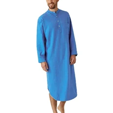 Muslim Men's Islamic Dubai Robe - Solid Color Long Sleeve Arab Thobe Saudi Style Kaftan Middle East Ethnic Robes Long Section Nightgown Blue