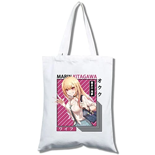 My Dress Up Darling Canvas Tote Bags for Women Girls Casual Daypack Shoulder Rucksack Backpack Kitagawa Marin Cosplay Large Capacity Canvas Bags