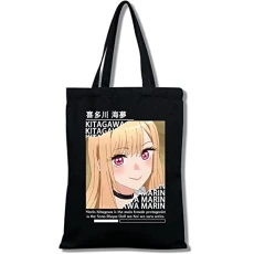 My Dress Up Darling Tote Canvas Bag for Women Girls Casual Daily School Large Capacity Shoulder Bag Kitagawa Marin Cosplay Handbag for Anime Fans Gift