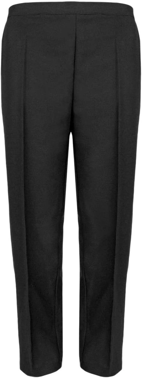 MyShoeStore Pack of 2 Ladies Half Elasticated Trouser Womens Stretch Waist Casual Office Work Formal Pull On Trousers Straight Leg Pants Bottoms with Pockets