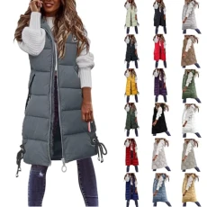 mystery box Women's Long Hooded Gilets Sleeveless Zipper Padded Quilted Jacket Winter Warm Solid Color Vest Coats Outdoor Windproof Parka Outwear Plus Size Waistcoats Jackets Coat (Grey-c, XXXXL)