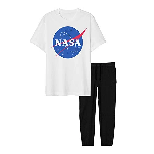 Nasa Classic Logo Mens Pyjama Lounge Sets (Small) White