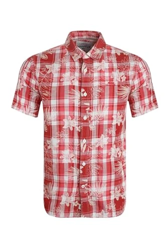 Nasser Vintage Wash Short Sleeve Check Shirt Chilli Red Size XL