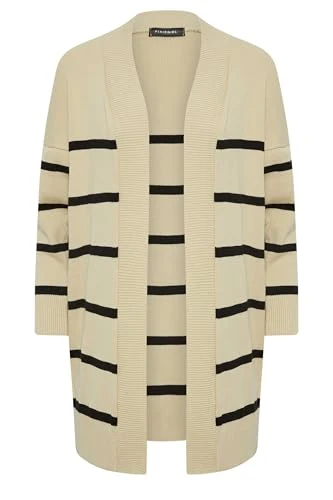 Natural Brown & Black Stripe Midi Cardigan Petite