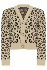 Natural Brown Leopard Print Cropped Cardigan Petite Natural Brown Leopard Print Cropped Cardigan Petite